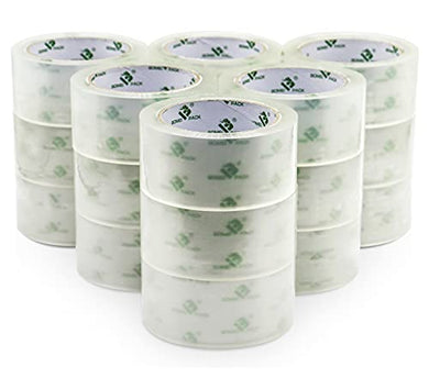 BOMEI PACK Clear Silent Packing Tape 18 Rolls, NO Noise Quiet Tape Refill Rolls for Shipping, Moving and Packaging, 2.4Mil 1.88Inch 55Yards