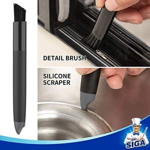 MR.SIGA Grout Cleaner Brush Set, Detail Cleaning Brush Set for Tiles, Sinks, Drains, Grout Brush for Edge, Crevice Cleaning