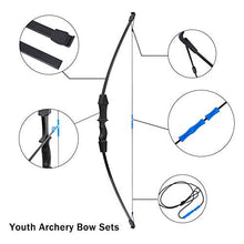 Load image into Gallery viewer, Procener 45&quot; Bow and Arrow Set for Kids, Archery Beginner Gift with 9 Arrows 2 Target Face, 1 Arm Guard and 1 Quiver, 18 Lb Recurve Bow Kit for Teen Outdoor Sports Game Hunting Toy (Black)