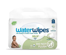 Load image into Gallery viewer, WaterWipes Plastic-Free Textured Clean, Toddler &amp; Baby Wipes, 99.9% Water Based Wipes, Unscented &amp; Hypoallergenic for Sensitive Skin, 240 Count (4 packs), Packaging May Vary