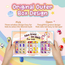 Load image into Gallery viewer, Modelones 144Pcs 6 Pack Press on Nails for Kids Children Acrylic Fake Nails Pre-glue Full Cover Glitter Gradient Color Unicorn Ocean Short False Nail Art Kits Sets Gifts for Kids Girls