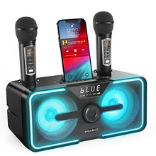 Load image into Gallery viewer, BIGASUO Karaoke Machine for Adults Kids with 2 UHF Wireless Microphones, Portable Bluetooth Singing PA Speaker System with LED Lights for Home Party, Wedding, Church, Picnic, Outdoor/Indoor