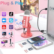 Load image into Gallery viewer, ZealSound Gaming USB Microphone,Pink Microphone with Quick Mute for Phone Computer PC PS5,Studio Mic with Gain Control,Echo&amp;Monitor Volume Adjust for Streaming Vocal Recording ASMR Podcast Video K66