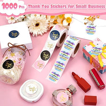 Load image into Gallery viewer, 1000Pcs 1.5 inch Thank You Stickers, 2 Rolls Holographic Thank You for Supporting My Small Business Stickers, Thank You Labels, Small Business Supplies for Packing, Envelopes, Gift Wraps, Crafts