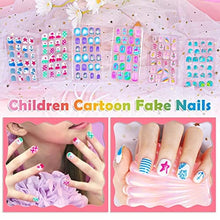 Load image into Gallery viewer, 144 Pieces Press on Nails, Acejoz Summer Style Girls Fake Nails Stick on Nail Tips Children Full Cover Short False Fingernails for Boys Girls Kids Nail Art Decoration