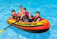 Load image into Gallery viewer, INTEX 58332EP Explorer 300 Inflatable Boat Set: Includes Deluxe Aluminum Oars and Mini Hand Pump – 3-Person – Dual Air Chambers – Grab Rope – 410lb Weight Capacity
