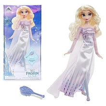Load image into Gallery viewer, Disney Store Official Princess Elsa Classic Doll for Kids, Frozen 2, 11½ Inches, Includes Golden Brush with Molded Details, Fully Posable Toy Figure in Satin Dress - Suitable for Ages 3+