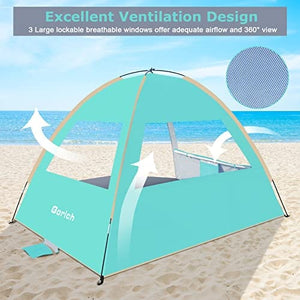 Gorich Beach Tent, Beach Shade Tent for 3/4-5/6-7/8-10 Person with UPF 50+ UV Protection, Portable Beach Tent Sun Shelter Canopy, Lightweight & Easy Setup Cabana Beach Tent