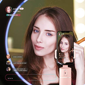 Smart Face Tracking Phone Tripod Stand Desktop Phone Holder Track Camera Cradle Selfie Stick for iPhone Android Phone Stabilizer Shooting Live Streaming Video Chat Facetime with Remote Control(Pink)