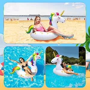 Rtudan Colorful Unicorn Pool Inflatable Floats for Kids, Swim Floats Tube Rings,Swimming Rings for Kids Swimming Pool Beach Summer Water Float Party Outdoor