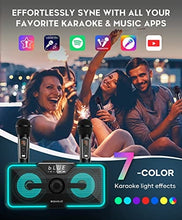 Load image into Gallery viewer, BIGASUO Karaoke Machine for Adults Kids with 2 UHF Wireless Microphones, Portable Bluetooth Singing PA Speaker System with LED Lights for Home Party, Wedding, Church, Picnic, Outdoor/Indoor
