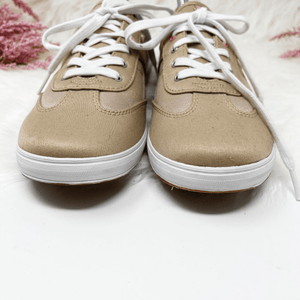 Pre-Owned Womens Keds Ortholite Lace up Canvas Beige Lightweight Flat Shoes Size 9