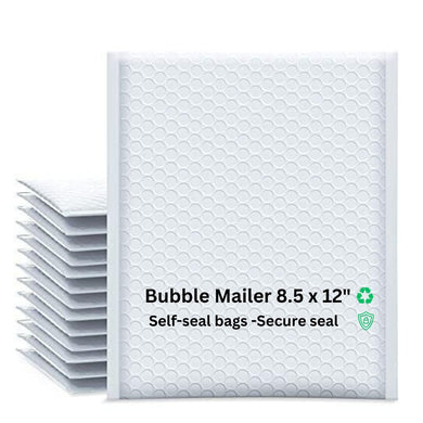 100 Pcs Self-Seal White Bubble Mailers, 8 1⁄2 x 12