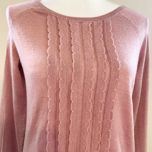 Pre-owned LOFT  Ann Taylor Scoop Neck Longsleeve Wool Blend Pullover Knit Sweater Sz Medium