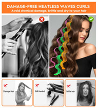 Load image into Gallery viewer, 30 Pieces Heatless Hair Curlers Wave Curls Styling Kit with 2 Pieces Styling Hooks, No Heat Hair Curlers Heatless Wave Curlers for Women Girls Long Medium Short Hair (6 Colors, 25cm/9.84)