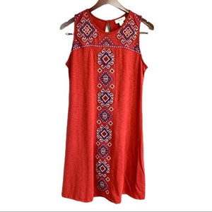 Pre-owned Style & Co Sleeveless Embroidered Shift Mini Dress Size Small