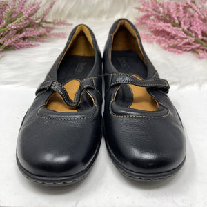 Pre-Owned Womens Born Black Leather Slip-On Work Comfy Flat Mary Jane Shoes Size 5M/W